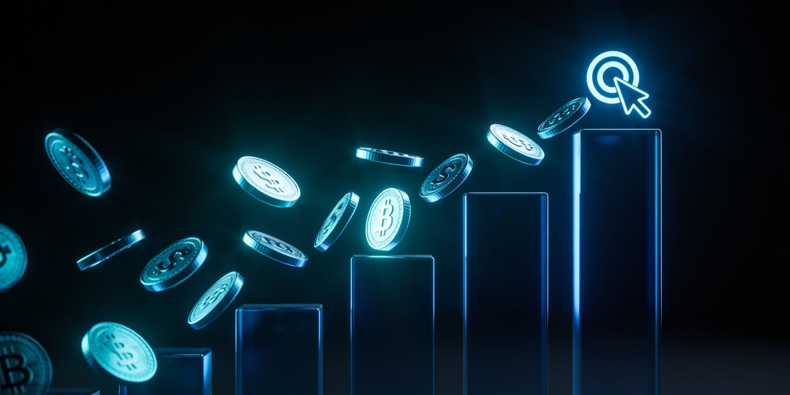 Abstract illustration of advertising spend turning into a rising performance graph