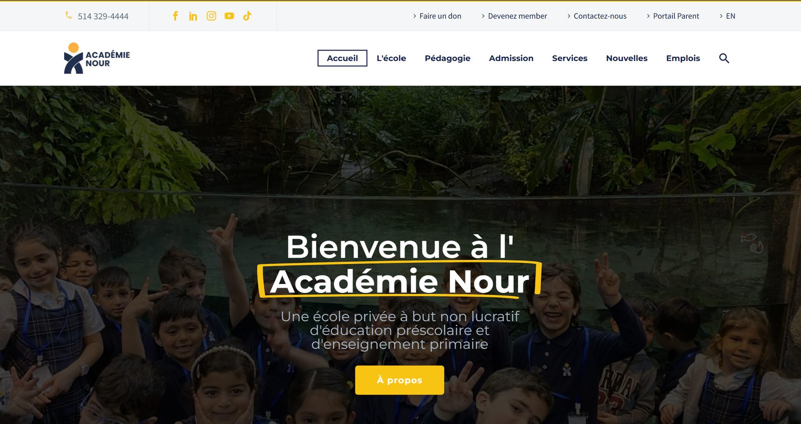 Homepage of the Academie Nour website