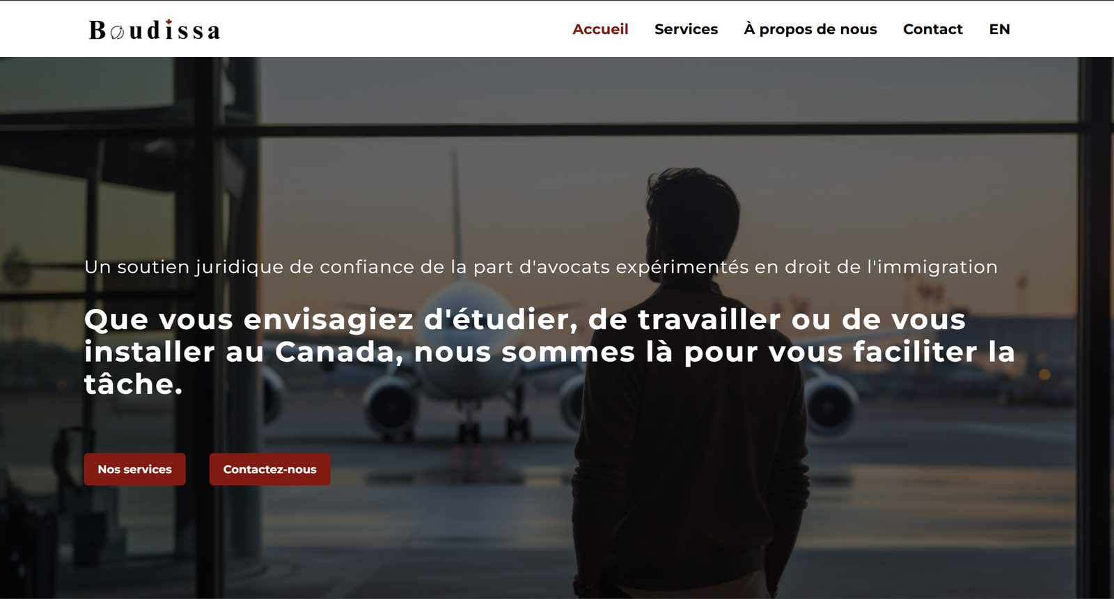 Homepage of the Boudissa Immigration website
