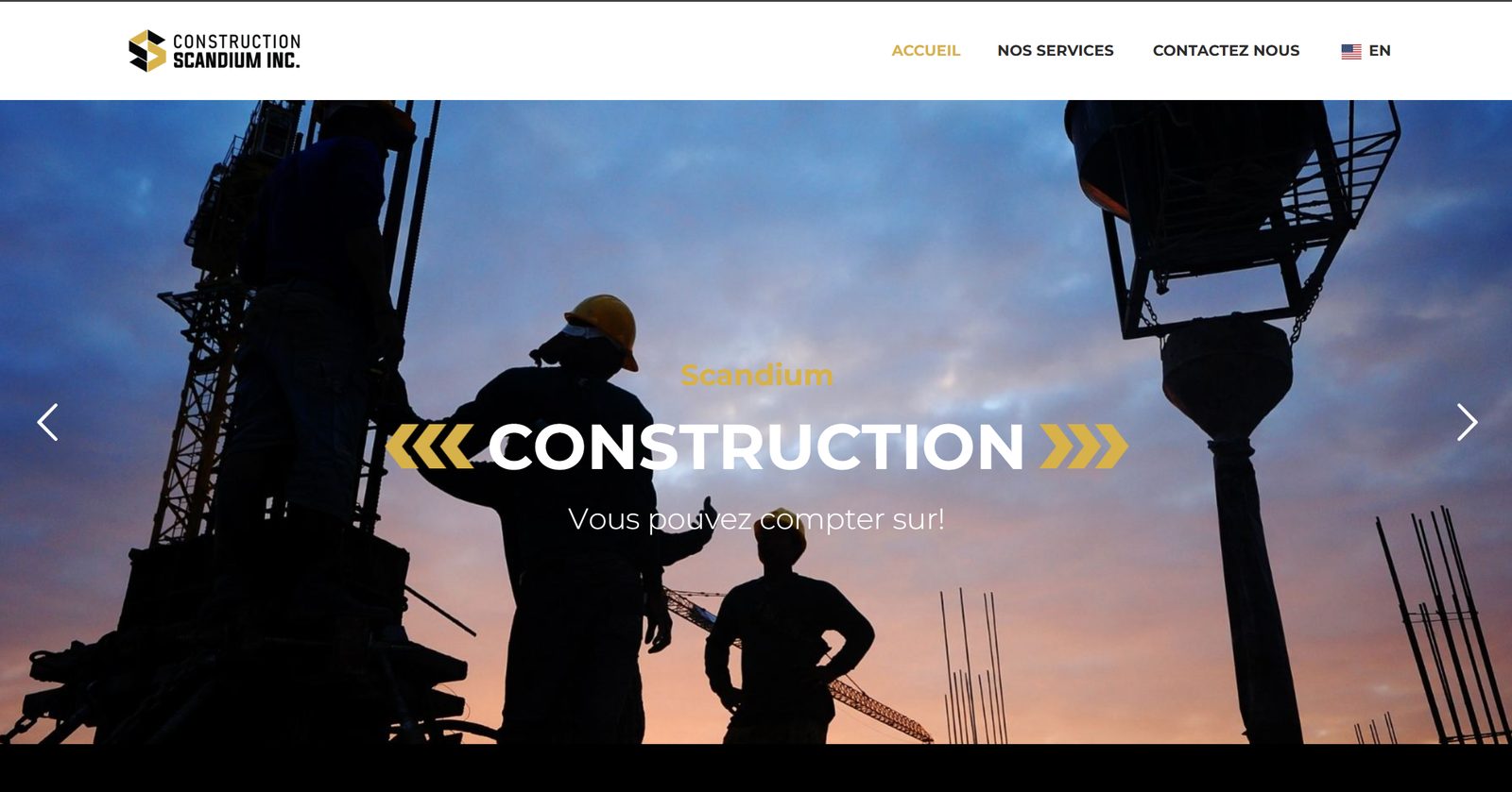 Homepage of the Construction Scandium website