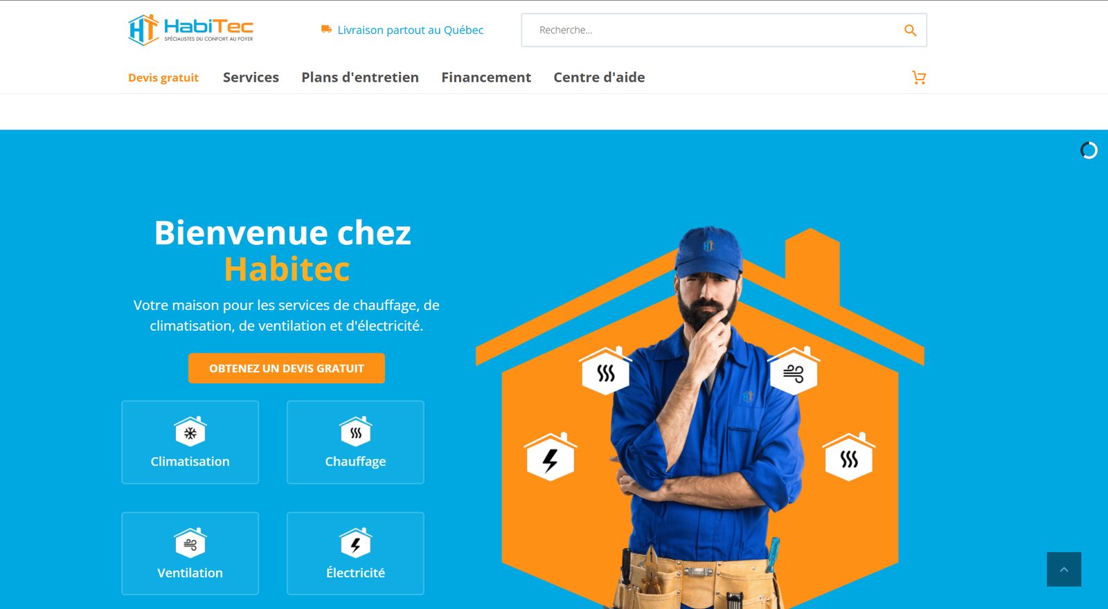 Homepage of the Habitec website