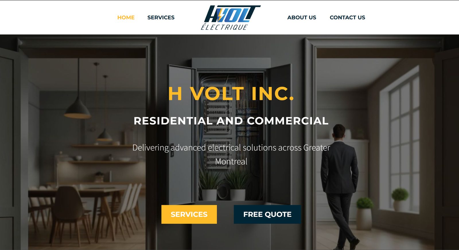 Homepage of the HVolt Electrique website