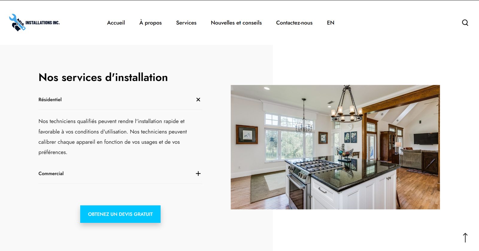 Homepage of the Mia Installations website