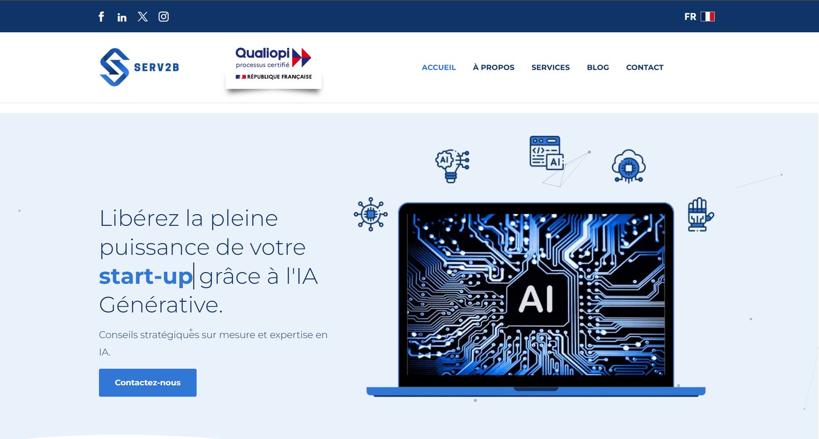 Homepage of the Serv2B website