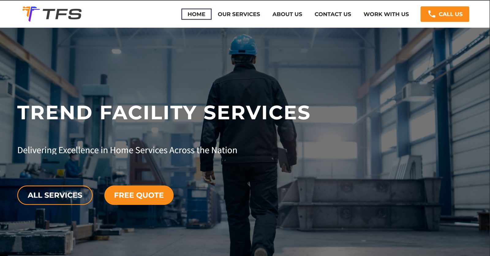Homepage of the Trend Facility Services website